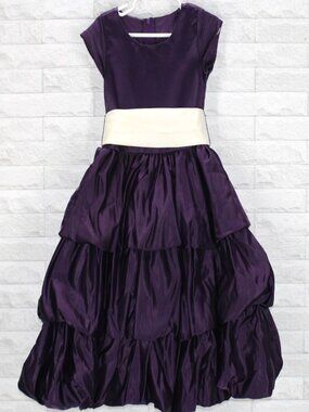 BLOSSOM Dress Formal Flower Girl Wedding Bubble Hem Long White Bow Girls Size 5